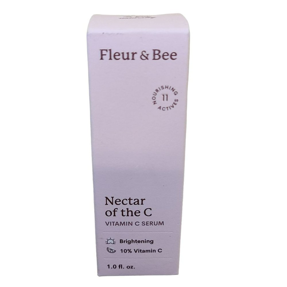 Fleur & Bee Vit C Serum w Hyaluronic Acid Vit E Vegan Anti Aging Wrinkle Reducer